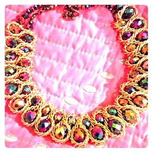 Chunky aurora borealis statement necklace